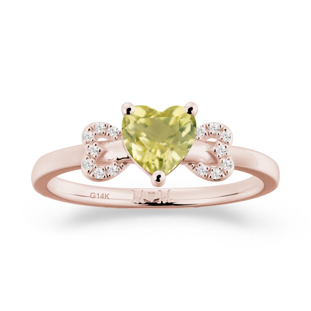 Heart Shapped Lemon Quartz Statement Ring - LUO Jewelry #metal_14k rose gold