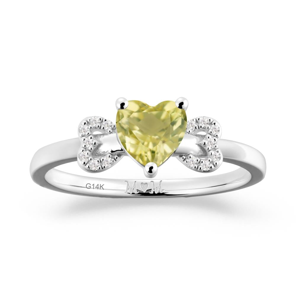 Heart Shapped Lemon Quartz Statement Ring - LUO Jewelry #metal_14k white gold