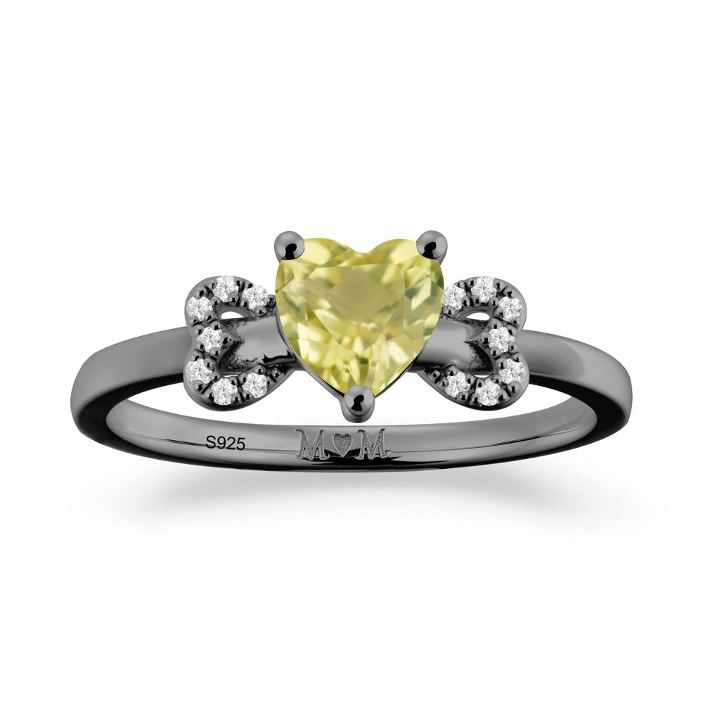 Heart Shapped Lemon Quartz Statement Ring - LUO Jewelry #metal_black finish sterling silver
