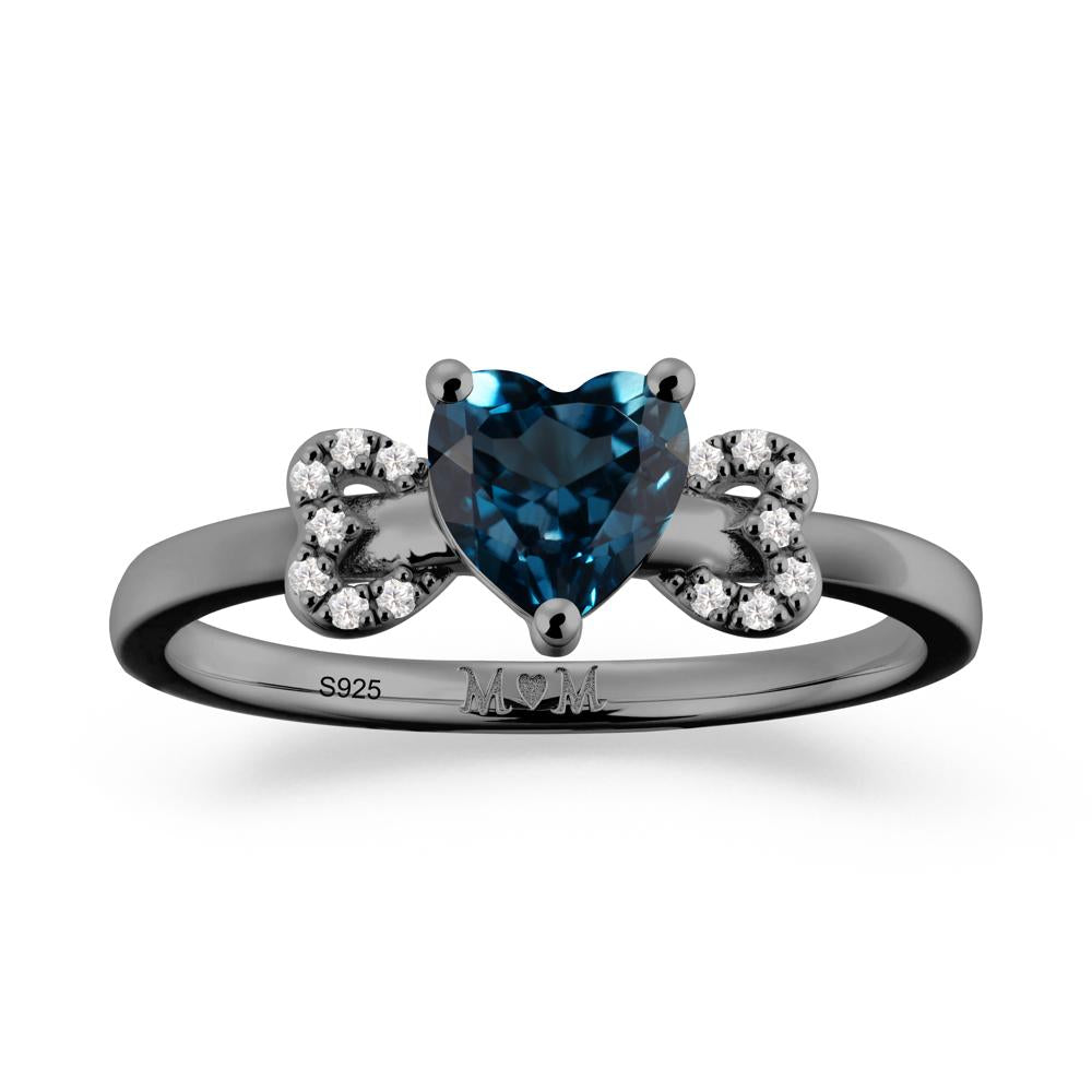 Heart Shapped London Blue Topaz Statement Ring - LUO Jewelry #metal_black finish sterling silver