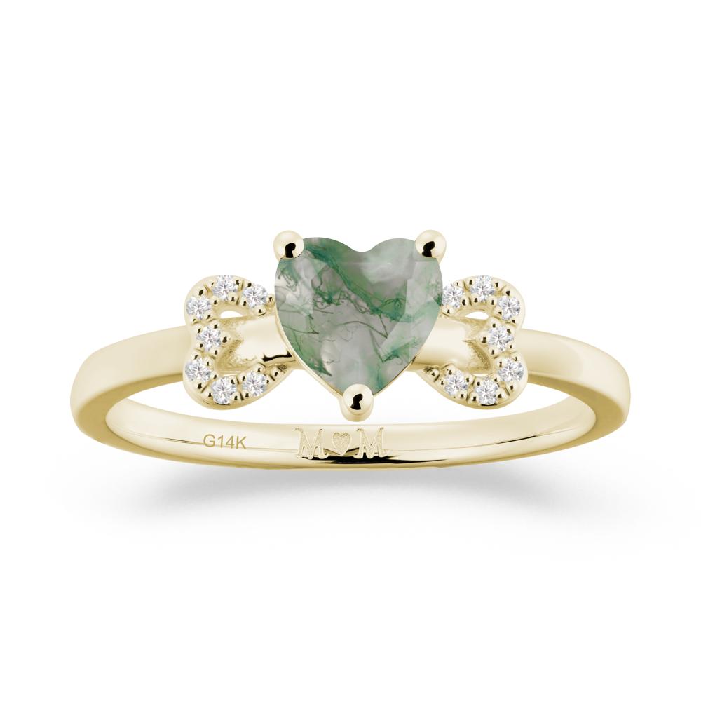 Heart Shapped Moss Agate Statement Ring - LUO Jewelry #metal_14k yellow gold