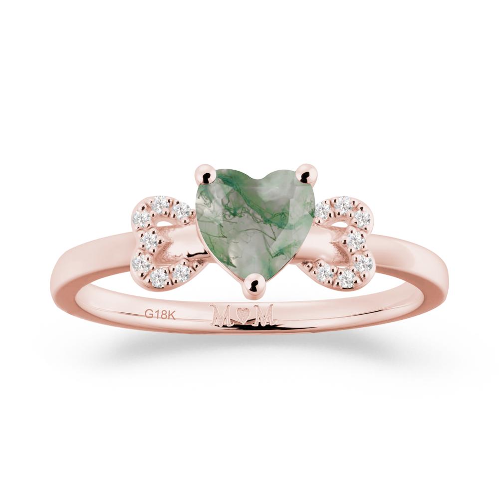 Heart Shapped Moss Agate Statement Ring - LUO Jewelry #metal_18k rose gold
