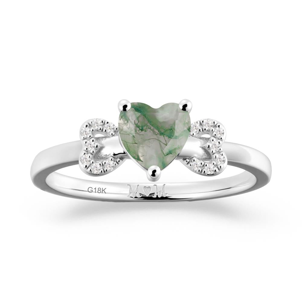 Heart Shapped Moss Agate Statement Ring - LUO Jewelry #metal_18k white gold