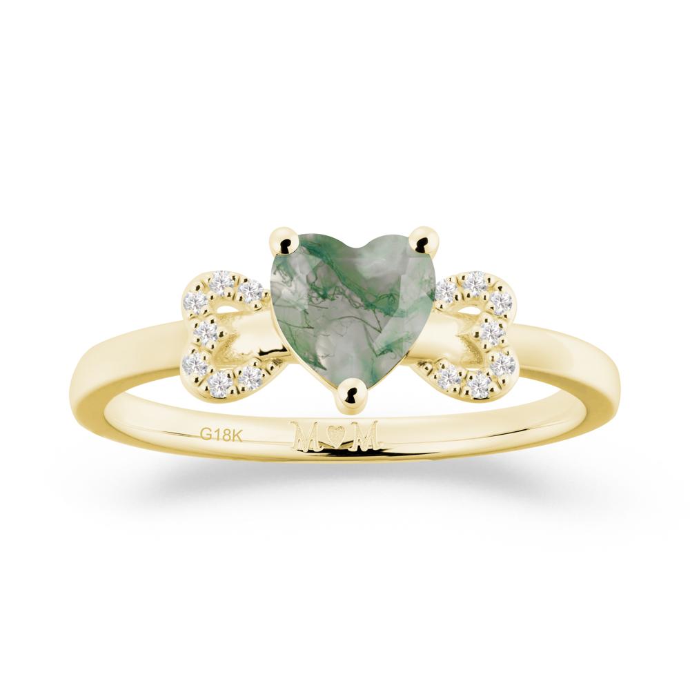 Heart Shapped Moss Agate Statement Ring - LUO Jewelry #metal_18k yellow gold