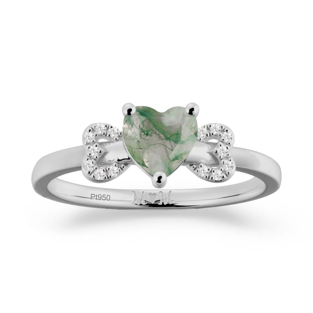 Heart Shapped Moss Agate Statement Ring - LUO Jewelry #metal_platinum