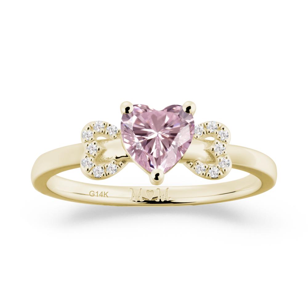 Heart Shapped Pink Cubic Zirconia Statement Ring - LUO Jewelry #metal_14k yellow gold