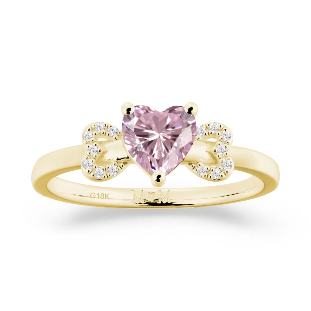 Heart Shapped Pink Cubic Zirconia Statement Ring - LUO Jewelry #metal_18k yellow gold