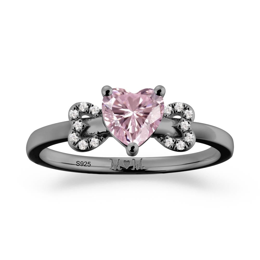 Heart Shapped Pink Cubic Zirconia Statement Ring - LUO Jewelry #metal_black finish sterling silver