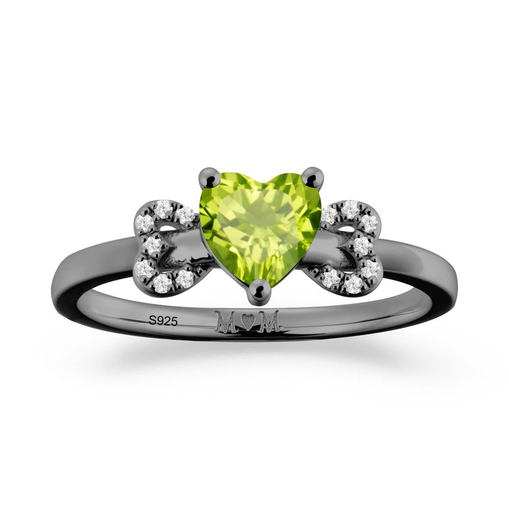Heart Shapped Peridot Statement Ring - LUO Jewelry #metal_black finish sterling silver