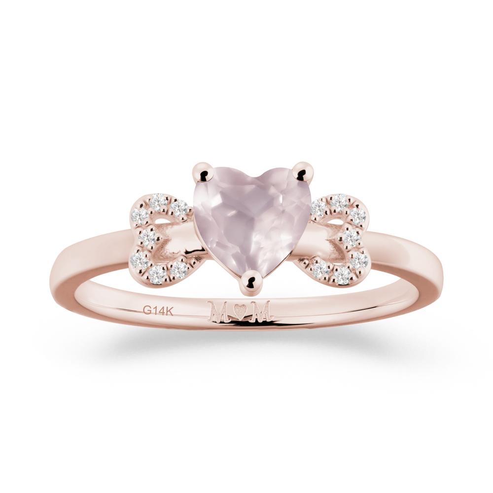 Heart Shapped Rose Quartz Statement Ring - LUO Jewelry #metal_14k rose gold