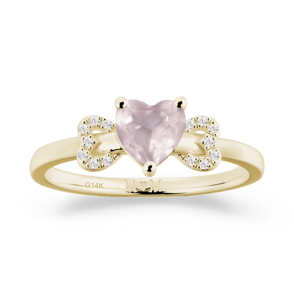 Heart Shapped Rose Quartz Statement Ring - LUO Jewelry #metal_14k yellow gold