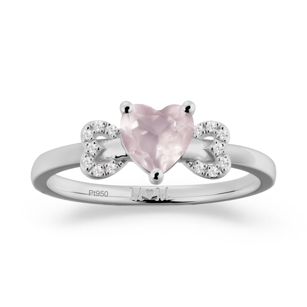 Heart Shapped Rose Quartz Statement Ring - LUO Jewelry #metal_platinum