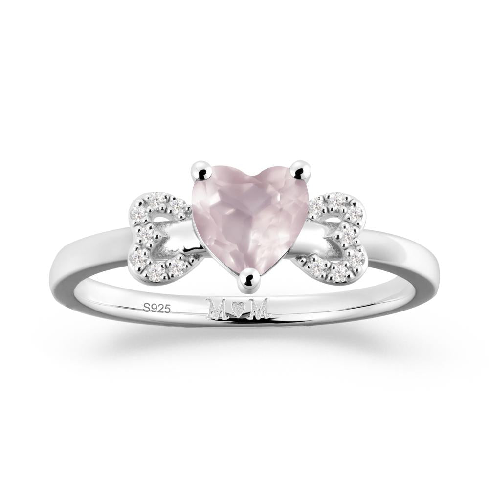 Heart Shapped Rose Quartz Statement Ring - LUO Jewelry #metal_sterling silver