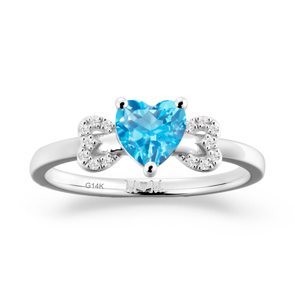 Heart Shapped Swiss Blue Topaz Statement Ring - LUO Jewelry #metal_14k white gold