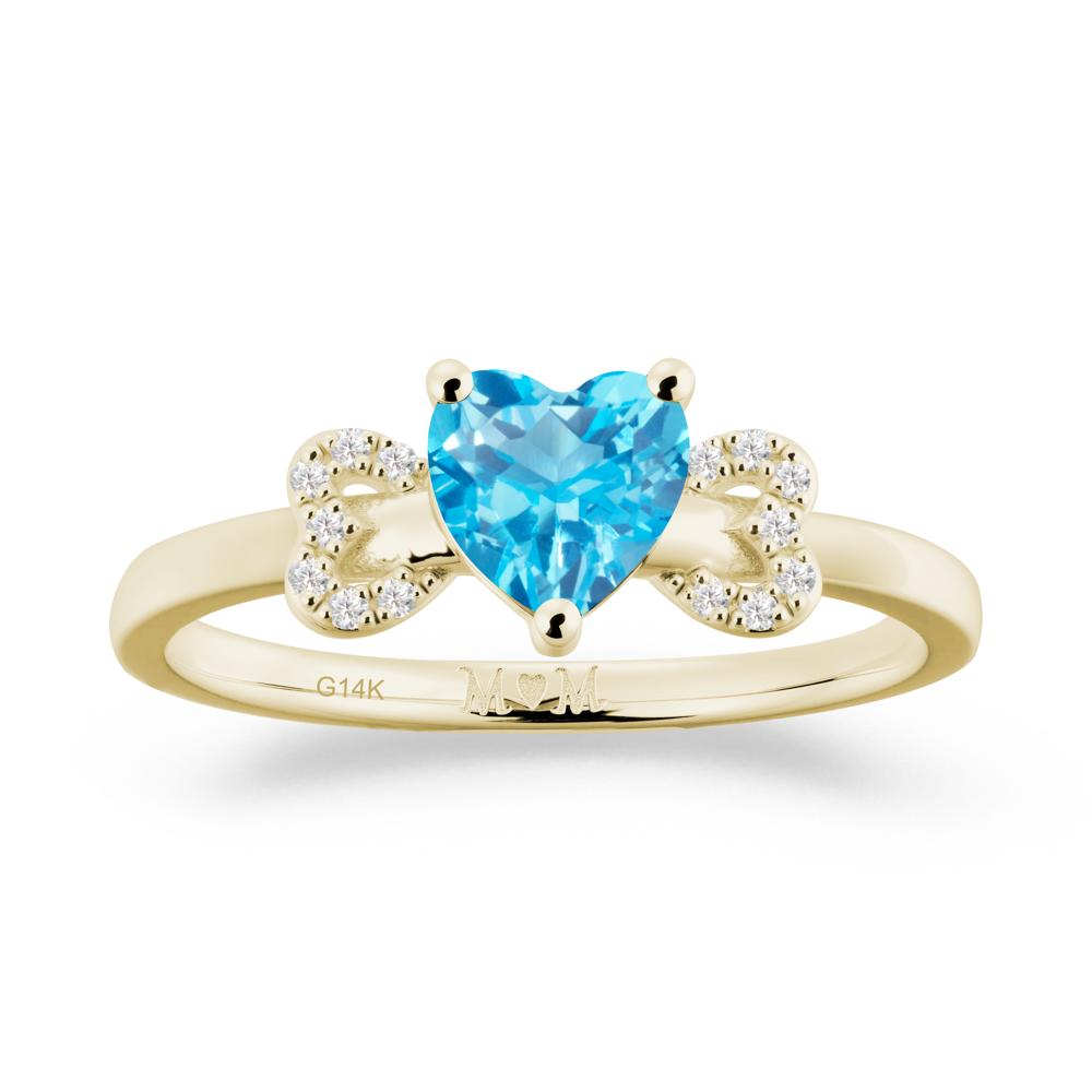 Heart Shapped Swiss Blue Topaz Statement Ring - LUO Jewelry #metal_14k yellow gold
