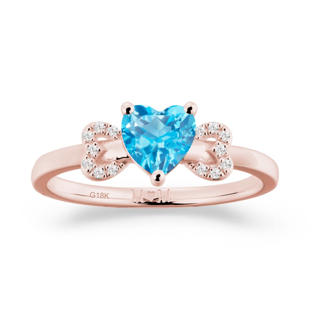 Heart Shapped Swiss Blue Topaz Statement Ring - LUO Jewelry #metal_18k rose gold