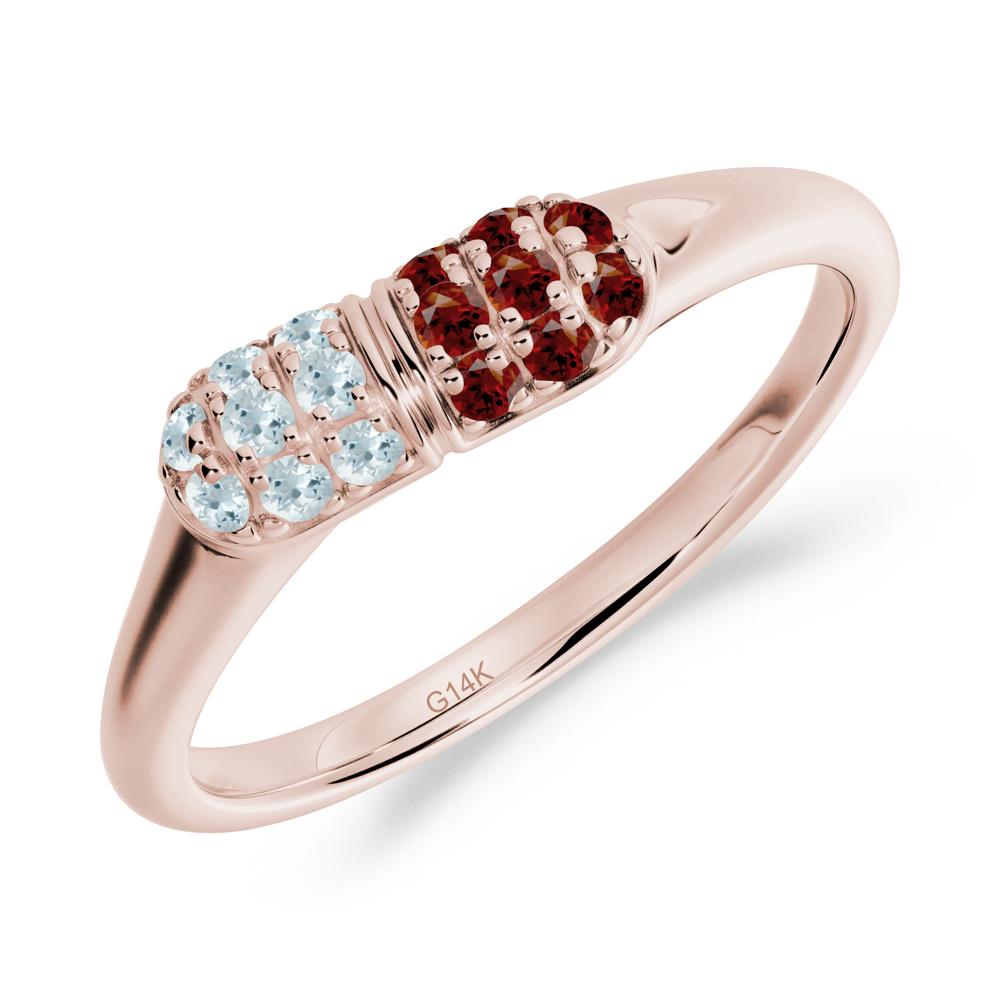Garnet and Aquamarine Cluster Ring for Nurses Day - LUO Jewelry #metal_14k rose gold