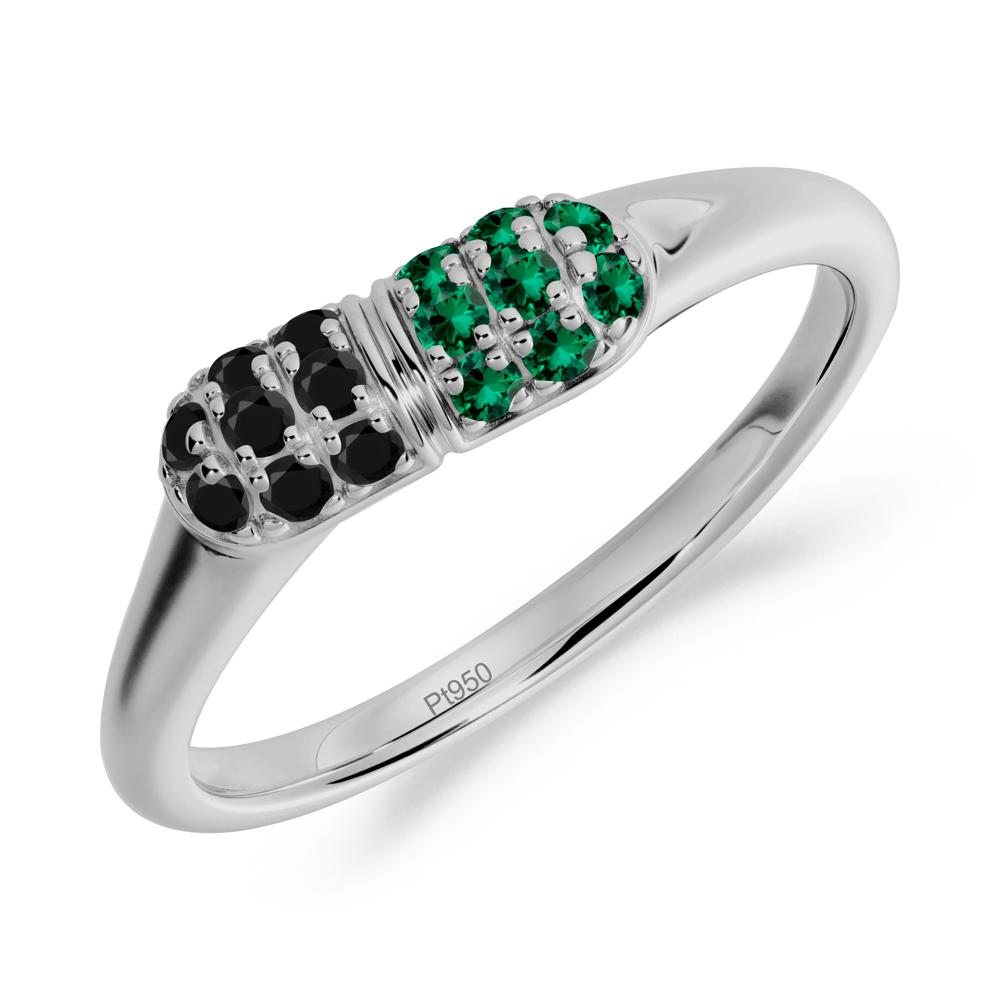 Capsule Inspired Cluster Black Spinel and Emerald Ring - LUO Jewelry #metal_platinum