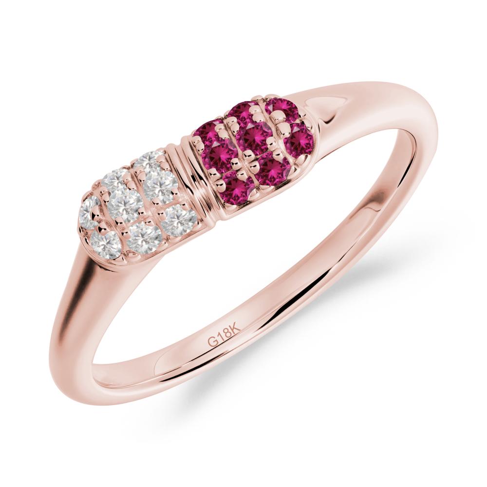 Ruby and Cubic Zirconia Cluster Ring for Nurses Day - LUO Jewelry #metal_18k rose gold