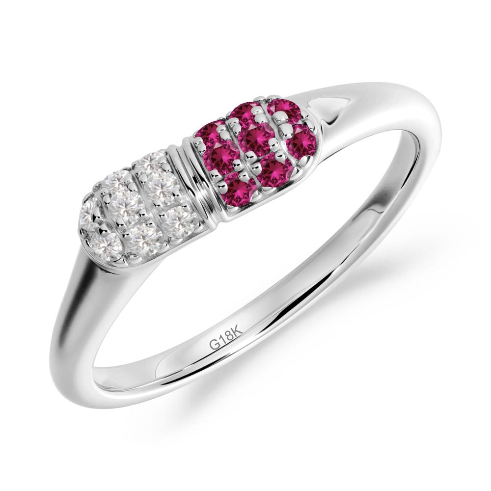 Ruby and Cubic Zirconia Cluster Ring for Nurses Day - LUO Jewelry #metal_18k white gold