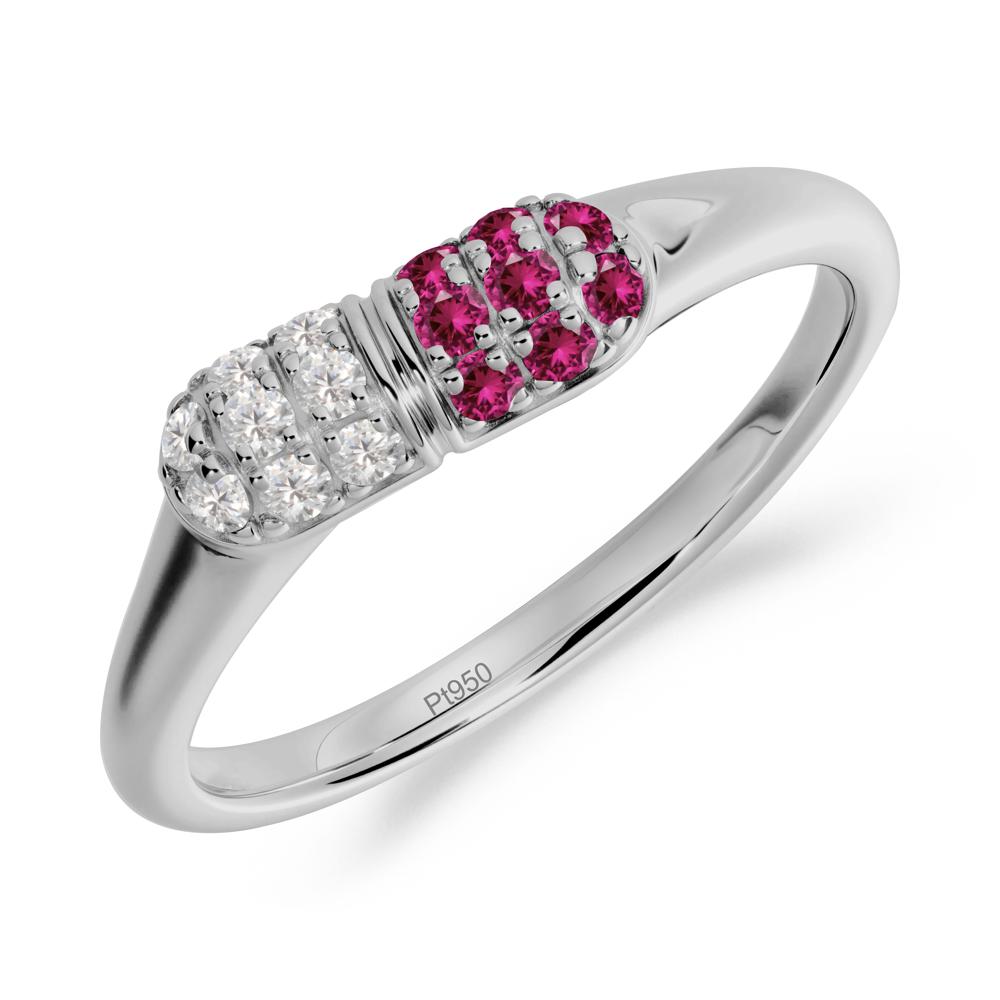 Ruby and Cubic Zirconia Cluster Ring for Nurses Day - LUO Jewelry #metal_platinum