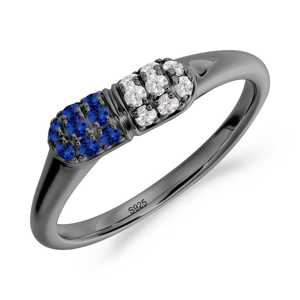 Sapphire and Cubic Zirconia Cluster Ring for Nurses Day - LUO Jewelry #metal_black finish sterling silver