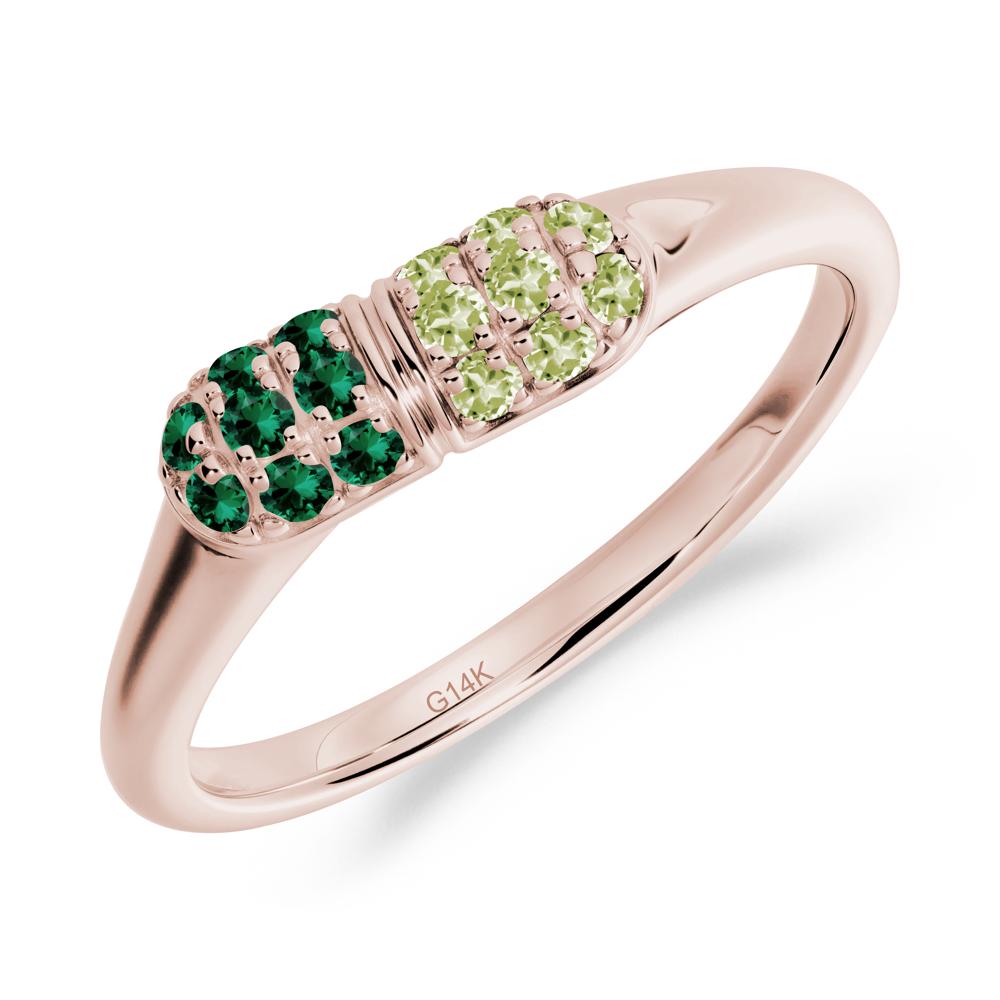 Capsule Inspired Cluster Peridot and Emerald Ring - LUO Jewelry #metal_14k rose gold