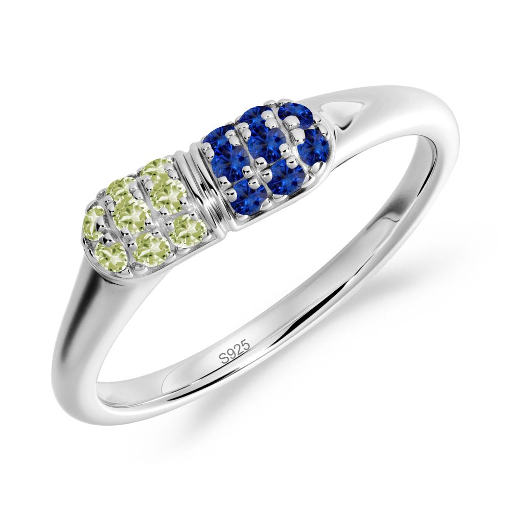 Capsule Inspired Cluster Peridot and Sapphire Ring - LUO Jewelry #metal_sterling silver