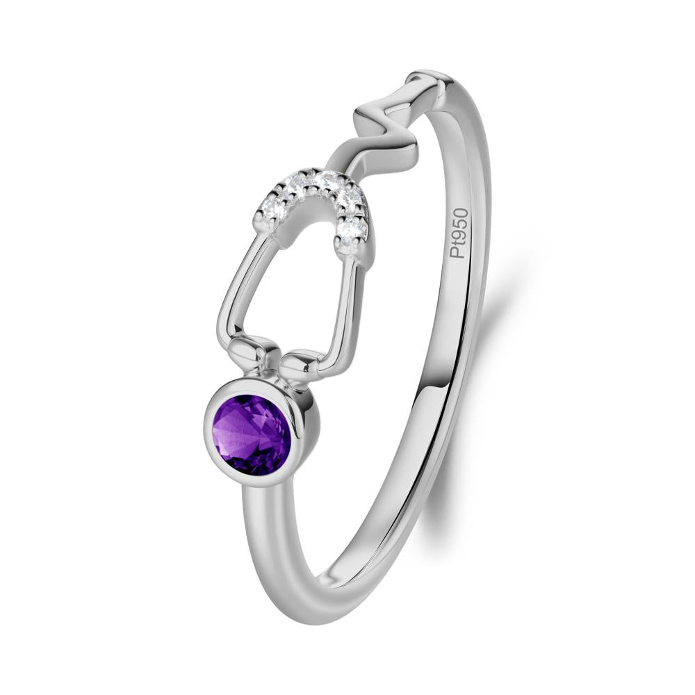 Round Amethyst Stethoscope Ring - LUO Jewelry #metal_platinum