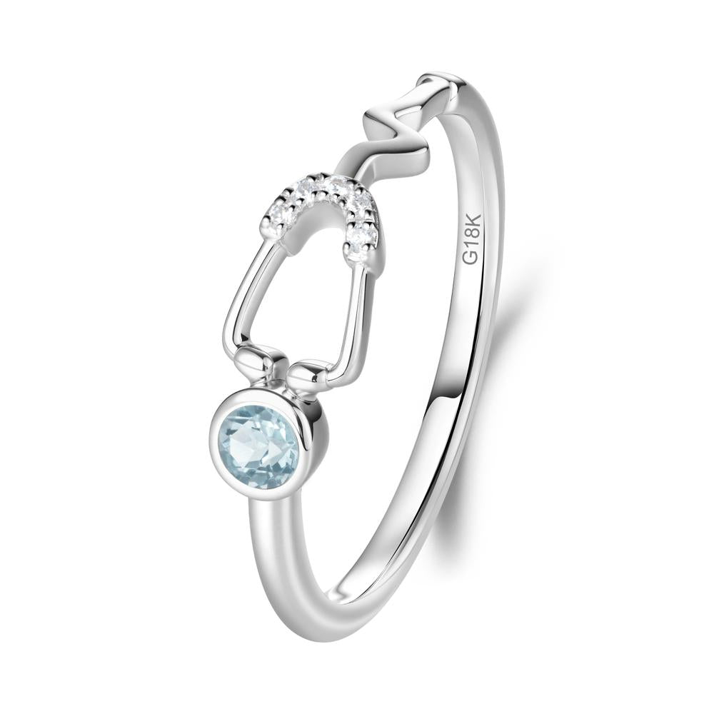 Stethoscope Aquamarine Ring for Nurses - LUO Jewelry #metal_18k white gold