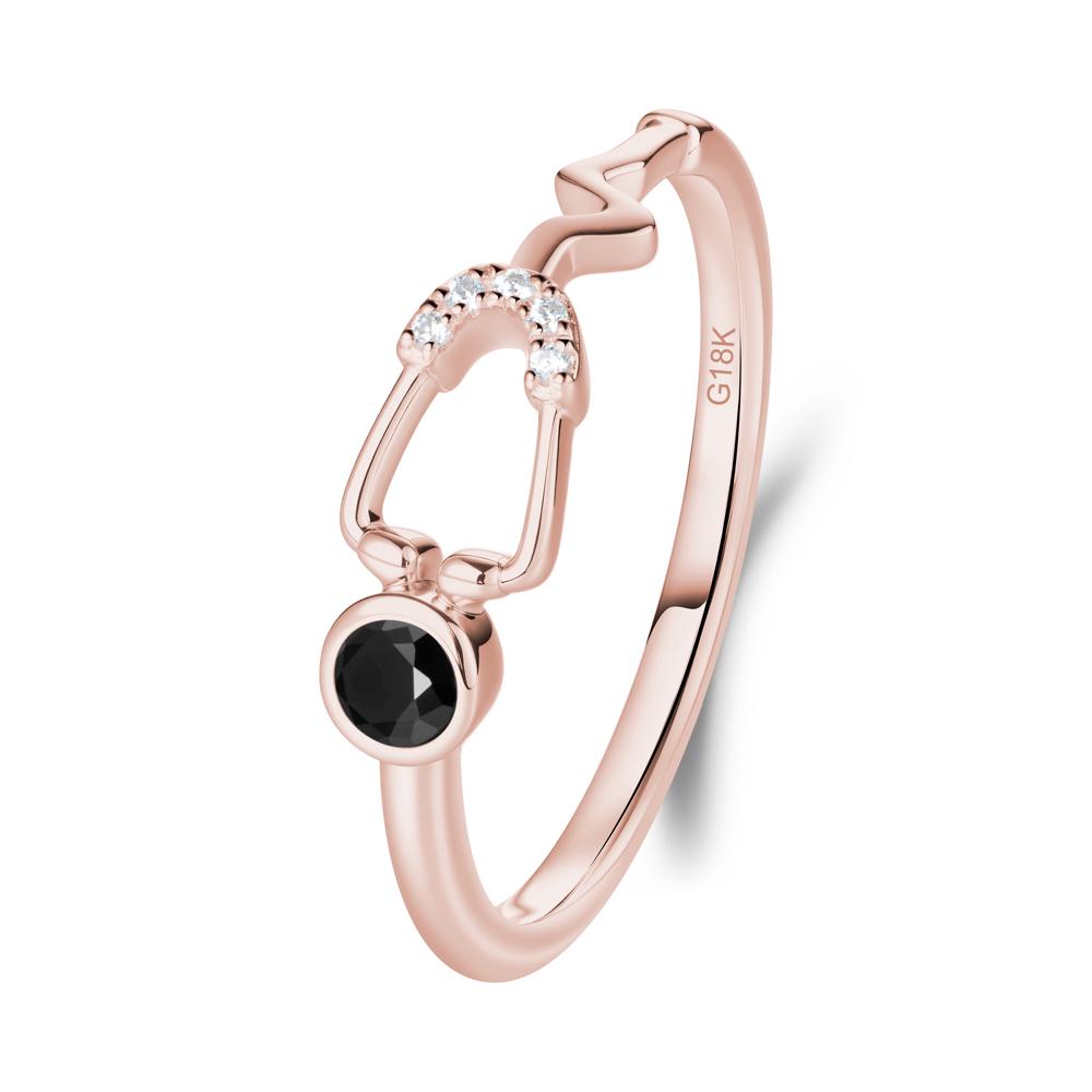 Stethoscope Inspired Black Spinel Ring - LUO Jewelry #metal_18k rose gold