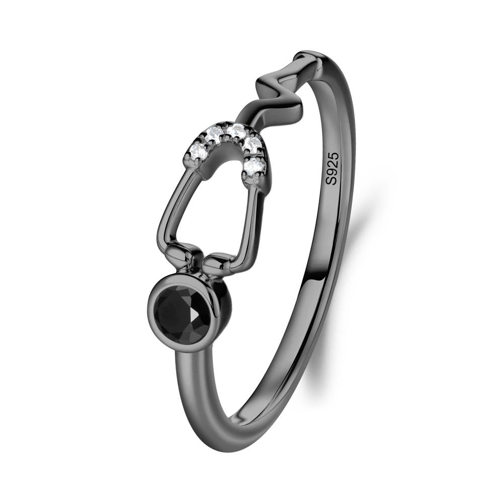 Stethoscope Inspired Black Spinel Ring - LUO Jewelry #metal_black finish sterling silver