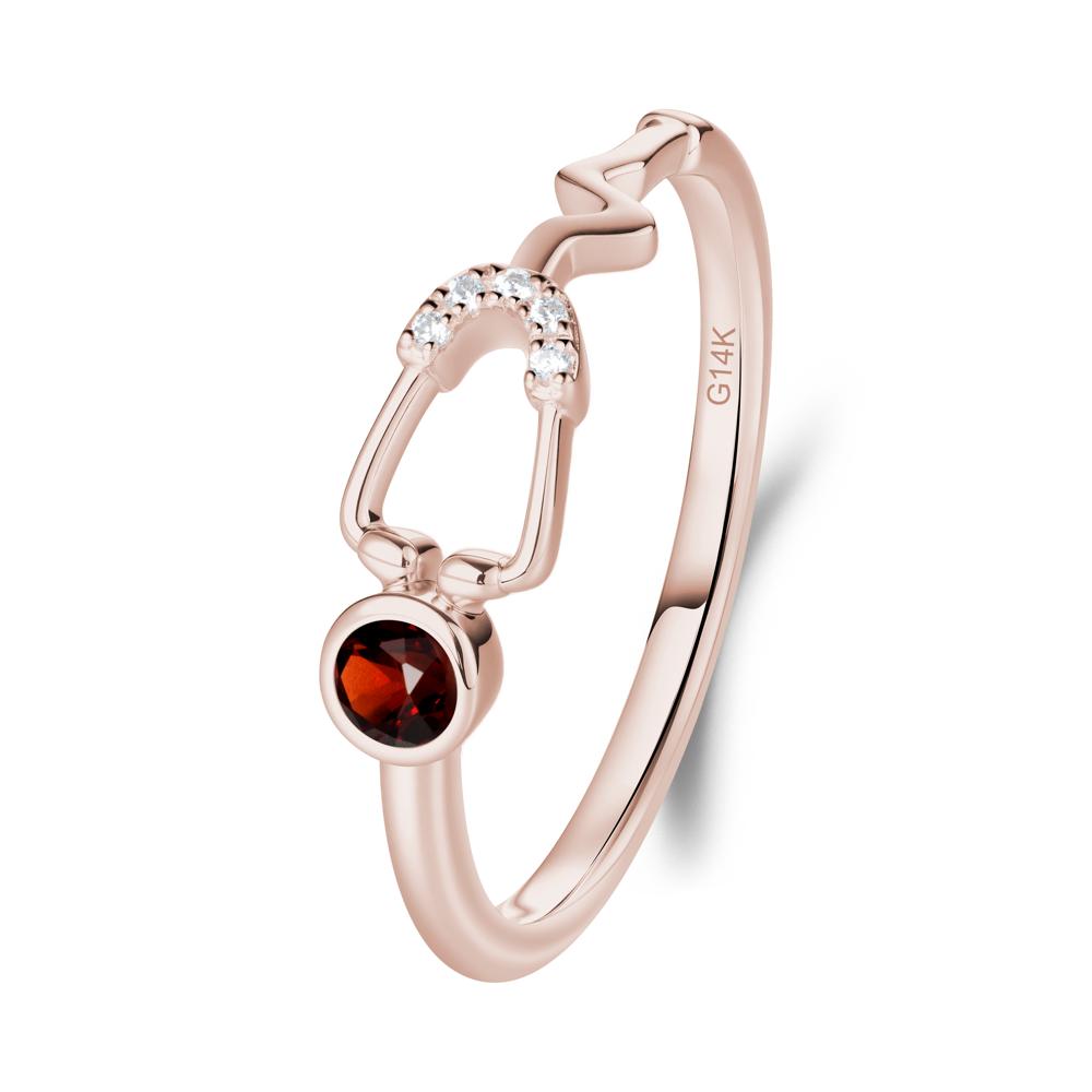 Round Garnet Stethoscope Ring - LUO Jewelry #metal_14k rose gold