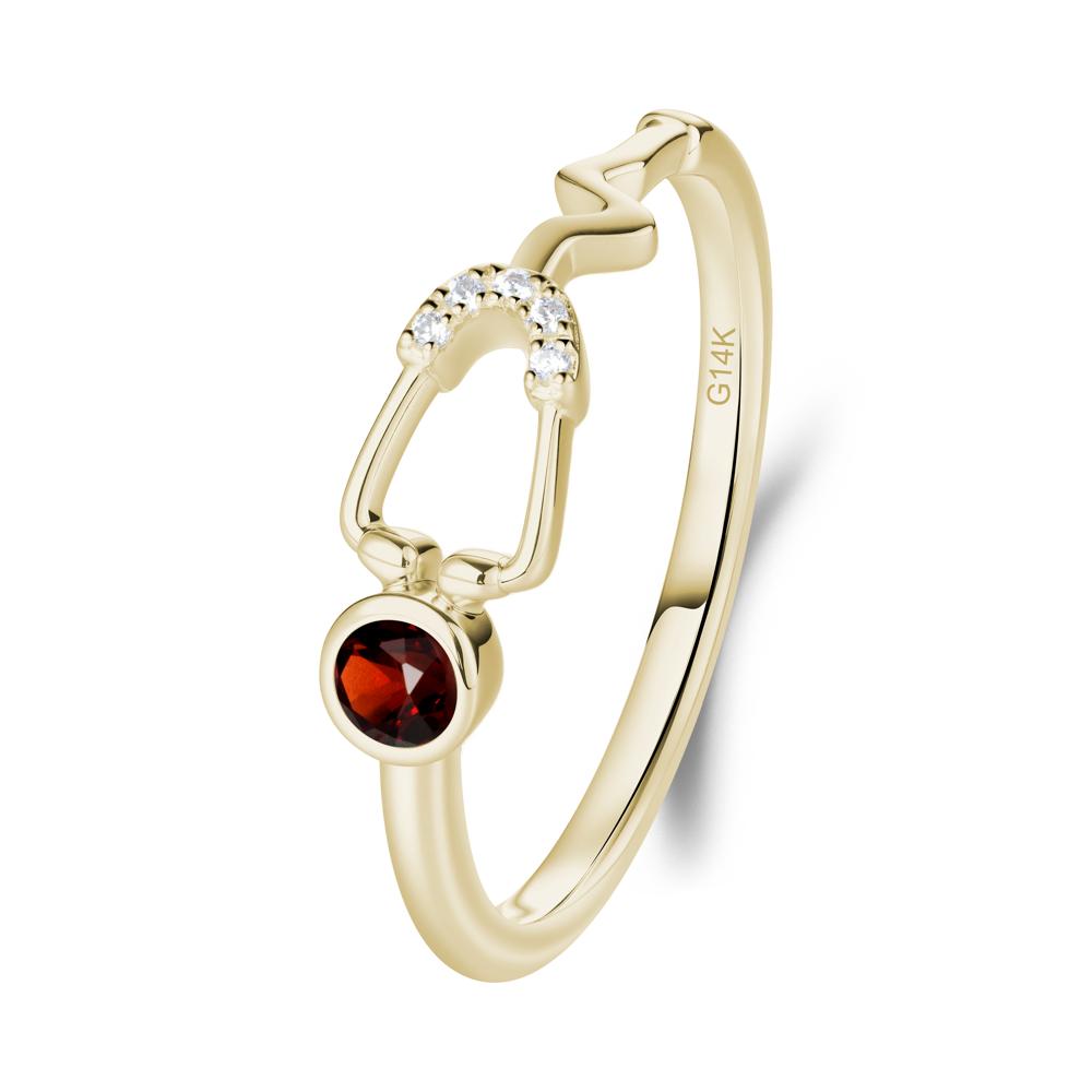 Round Garnet Stethoscope Ring - LUO Jewelry #metal_14k yellow gold
