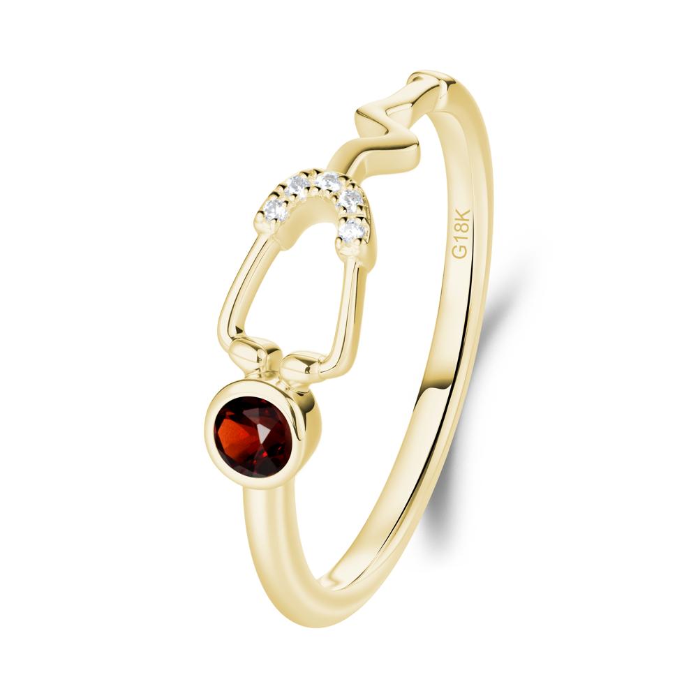 Round Garnet Stethoscope Ring - LUO Jewelry #metal_18k yellow gold