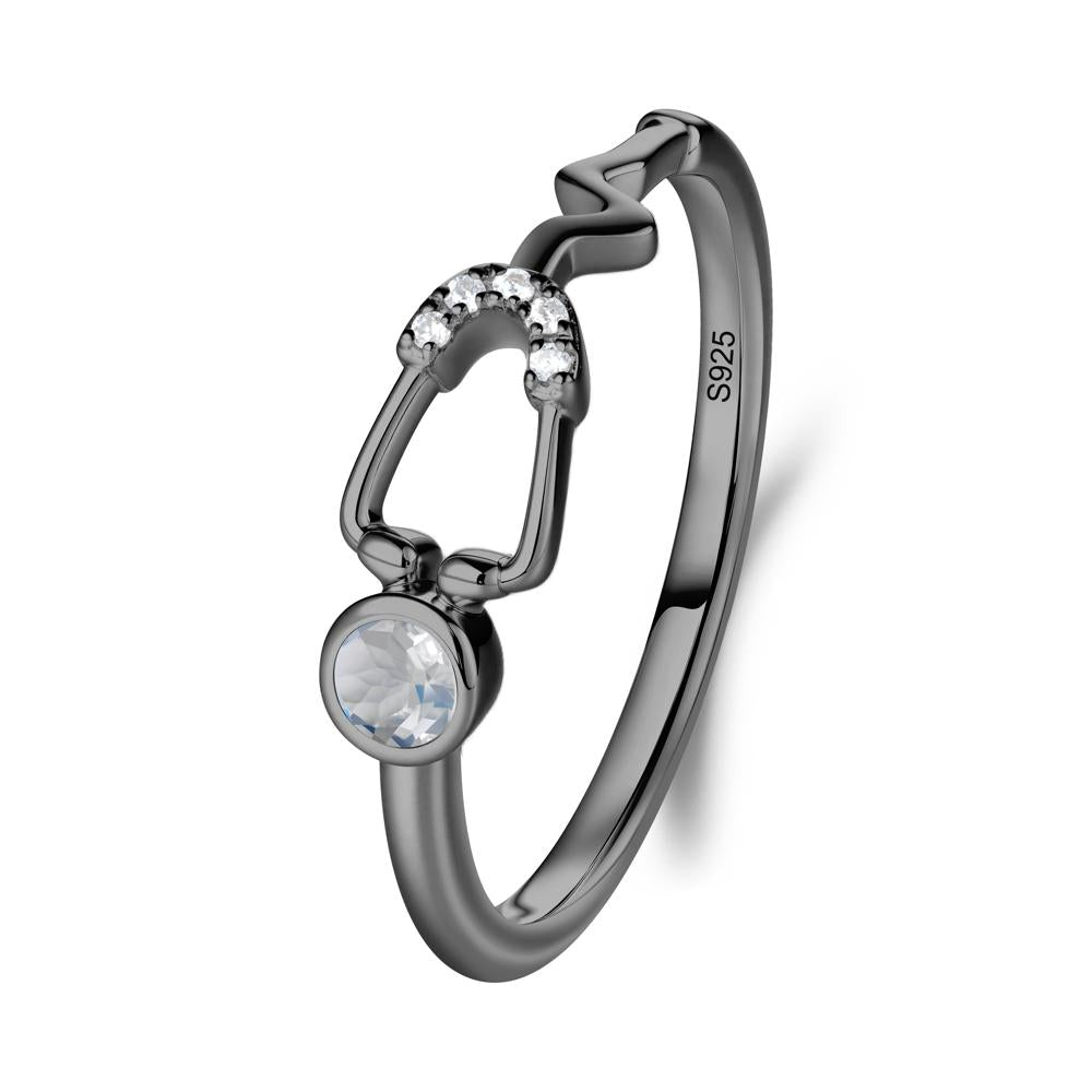 Stethoscope Inspired Moonstone Ring - LUO Jewelry #metal_black finish sterling silver