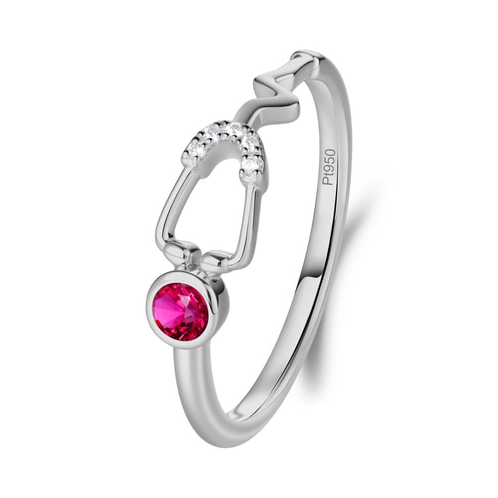 Stethoscope Inspired Ruby Ring - LUO Jewelry #metal_platinum