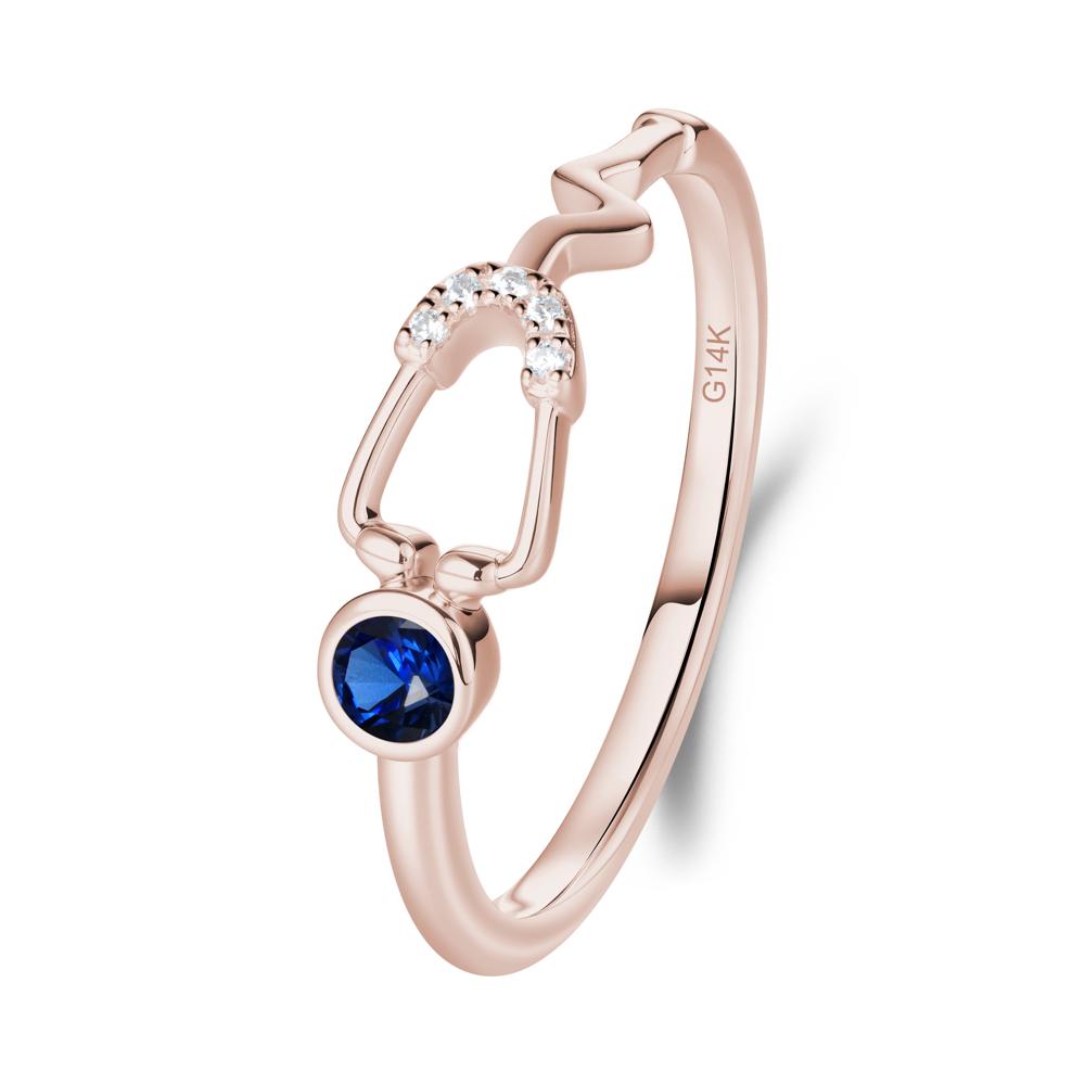Round Sapphire Stethoscope Ring - LUO Jewelry #metal_14k rose gold