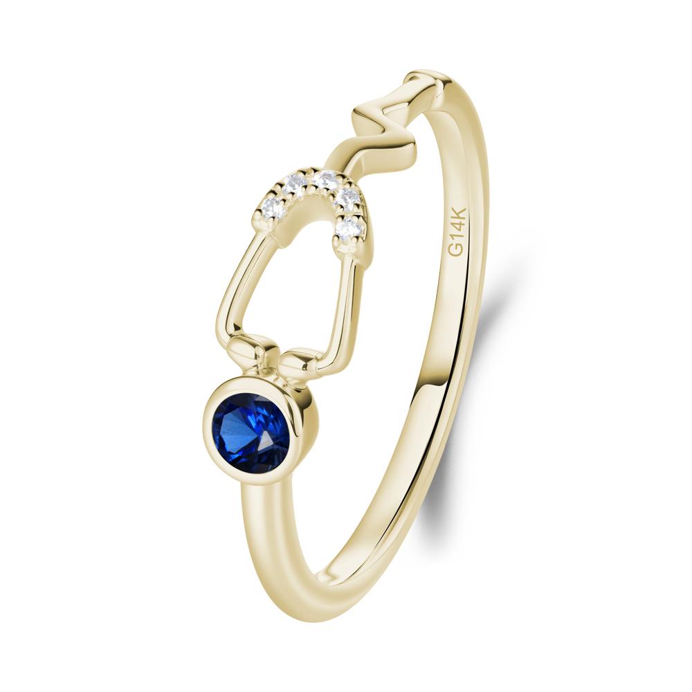 Round Sapphire Stethoscope Ring - LUO Jewelry #metal_14k yellow gold