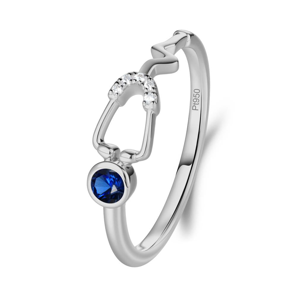 Round Sapphire Stethoscope Ring - LUO Jewelry #metal_platinum