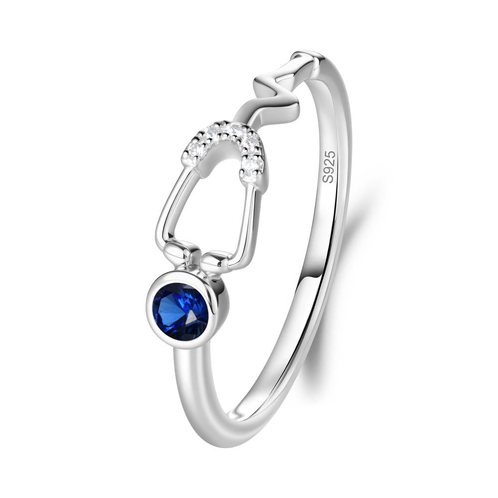 Round Sapphire Stethoscope Ring - LUO Jewelry #metal_sterling silver