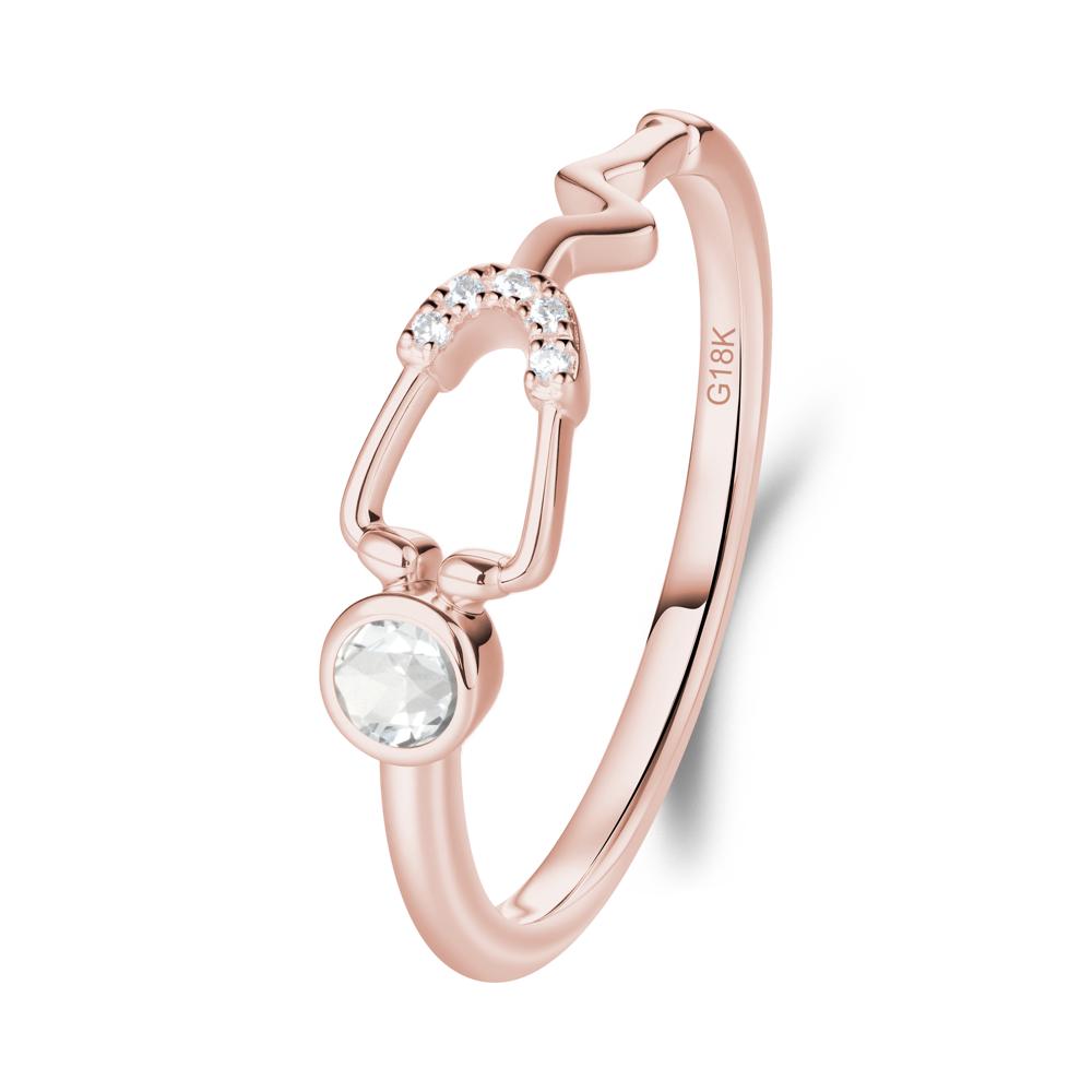 Round White Topaz Stethoscope Ring - LUO Jewelry #metal_18k rose gold