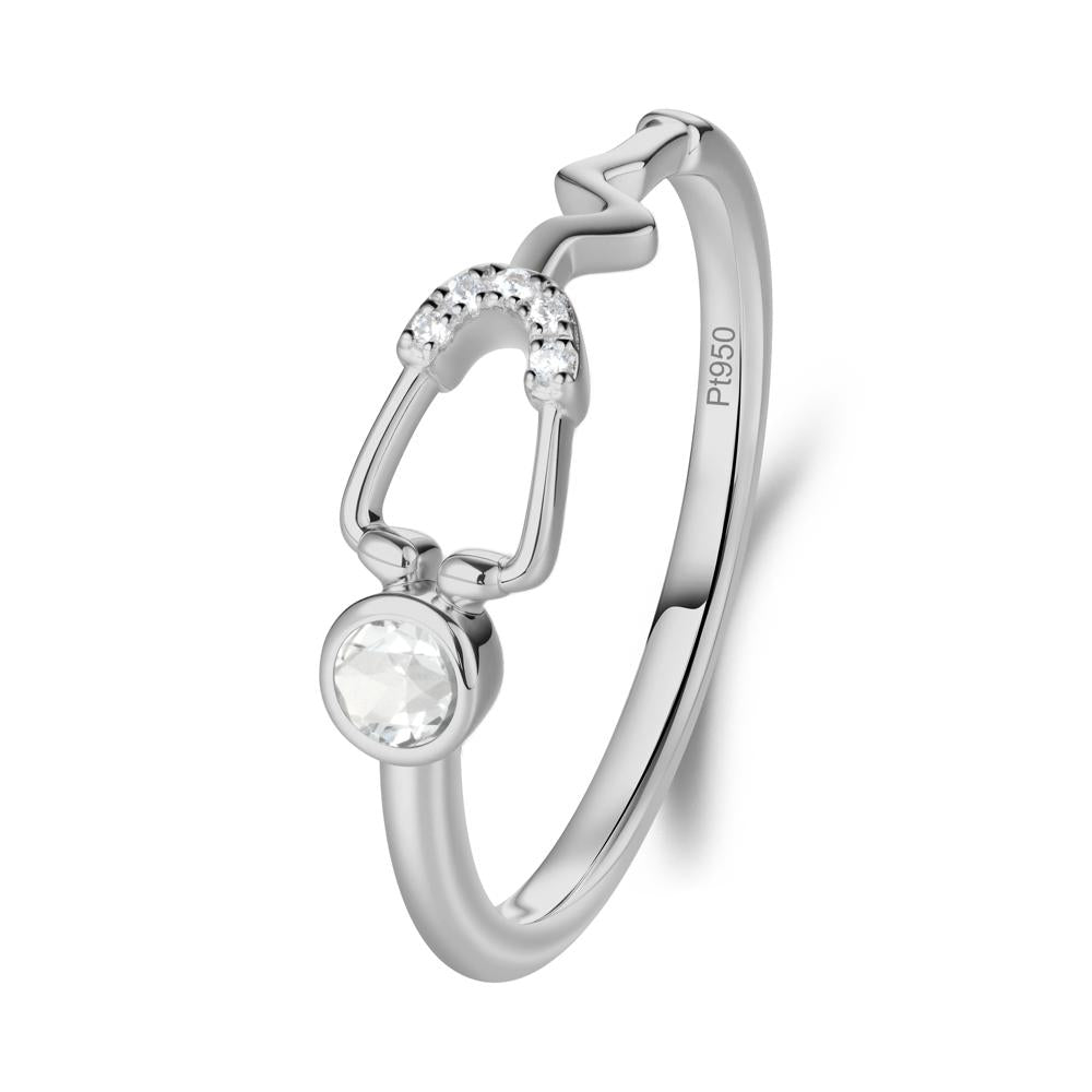 Round White Topaz Stethoscope Ring - LUO Jewelry #metal_platinum
