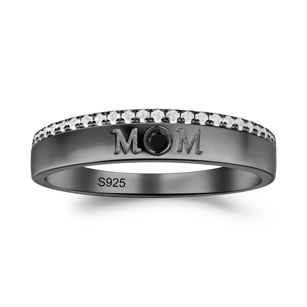 Black Spinel Eternity Mother's Ring - LUO Jewelry #metal_black finish sterling silver