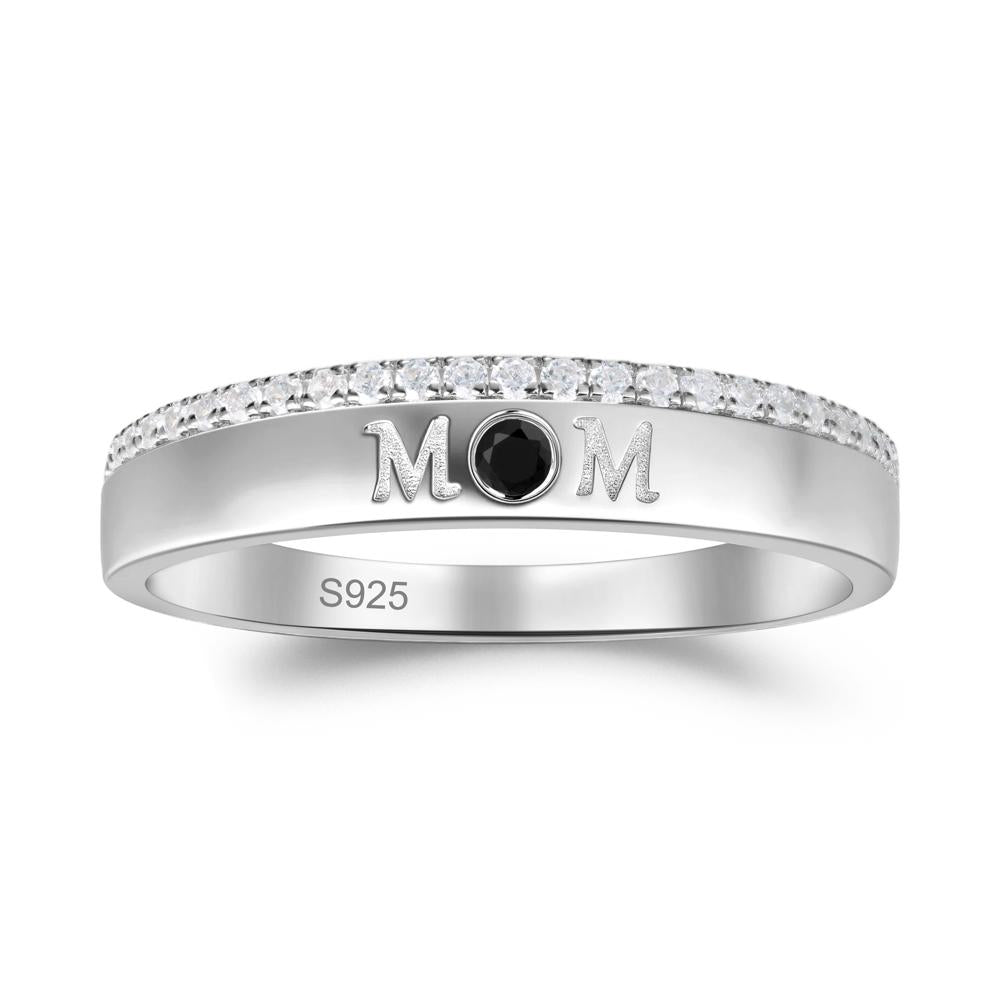 Black Spinel Eternity Mother's Ring - LUO Jewelry #metal_sterling silver