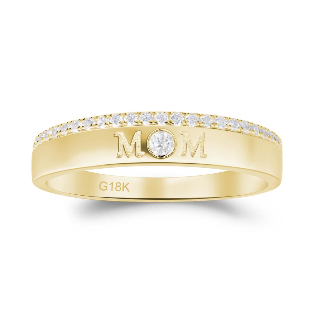 Round Cubic Zirconia Eternity Mom Ring - LUO Jewelry #metal_18k yellow gold
