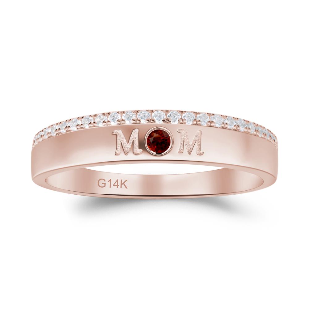 Round Garnet Eternity Mom Ring - LUO Jewelry #metal_14k rose gold