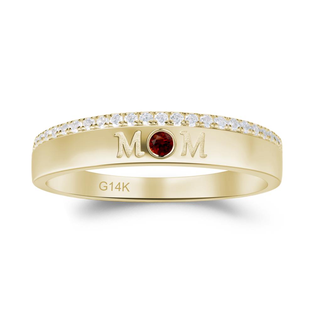 Round Garnet Eternity Mom Ring - LUO Jewelry #metal_14k yellow gold