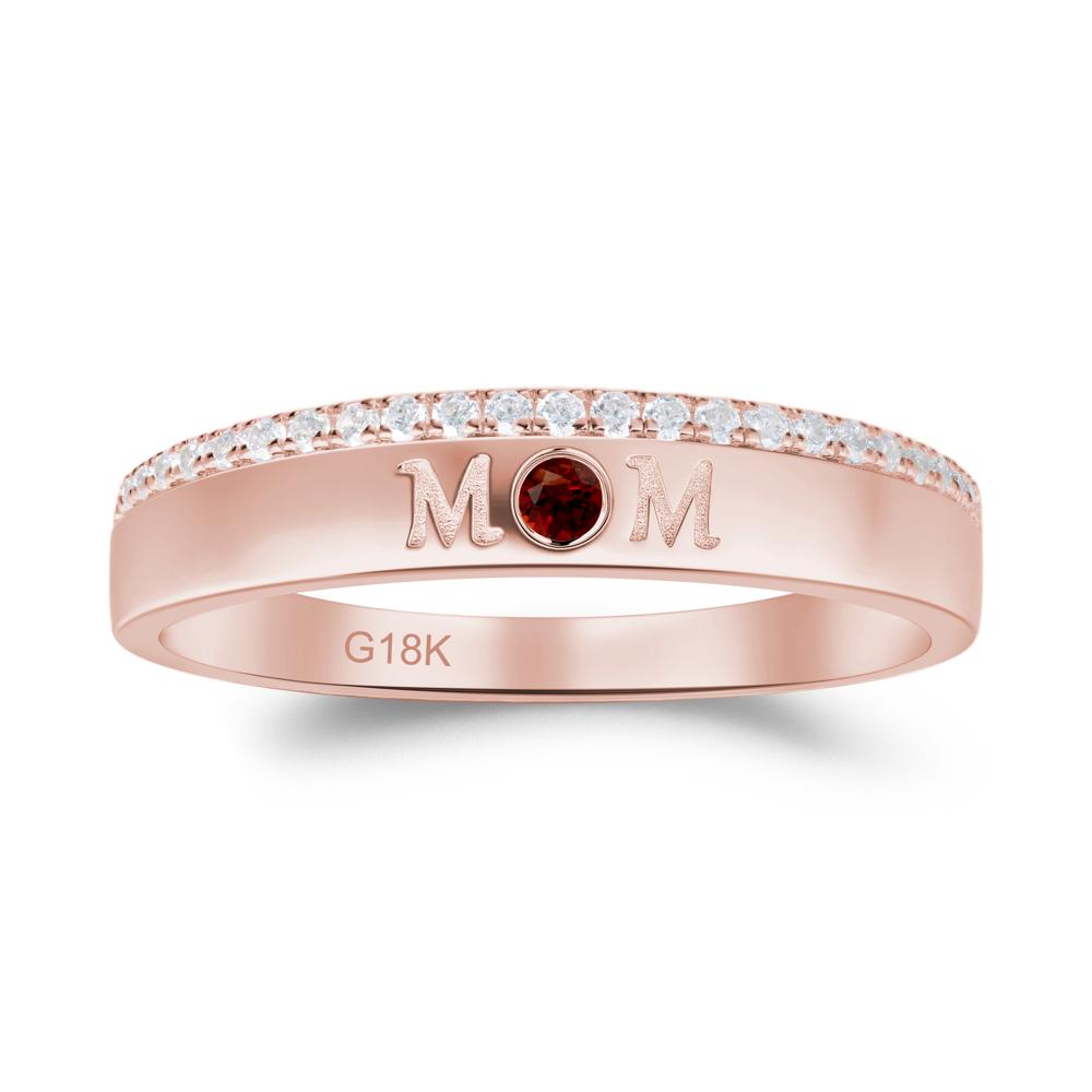 Round Garnet Eternity Mom Ring - LUO Jewelry #metal_18k rose gold