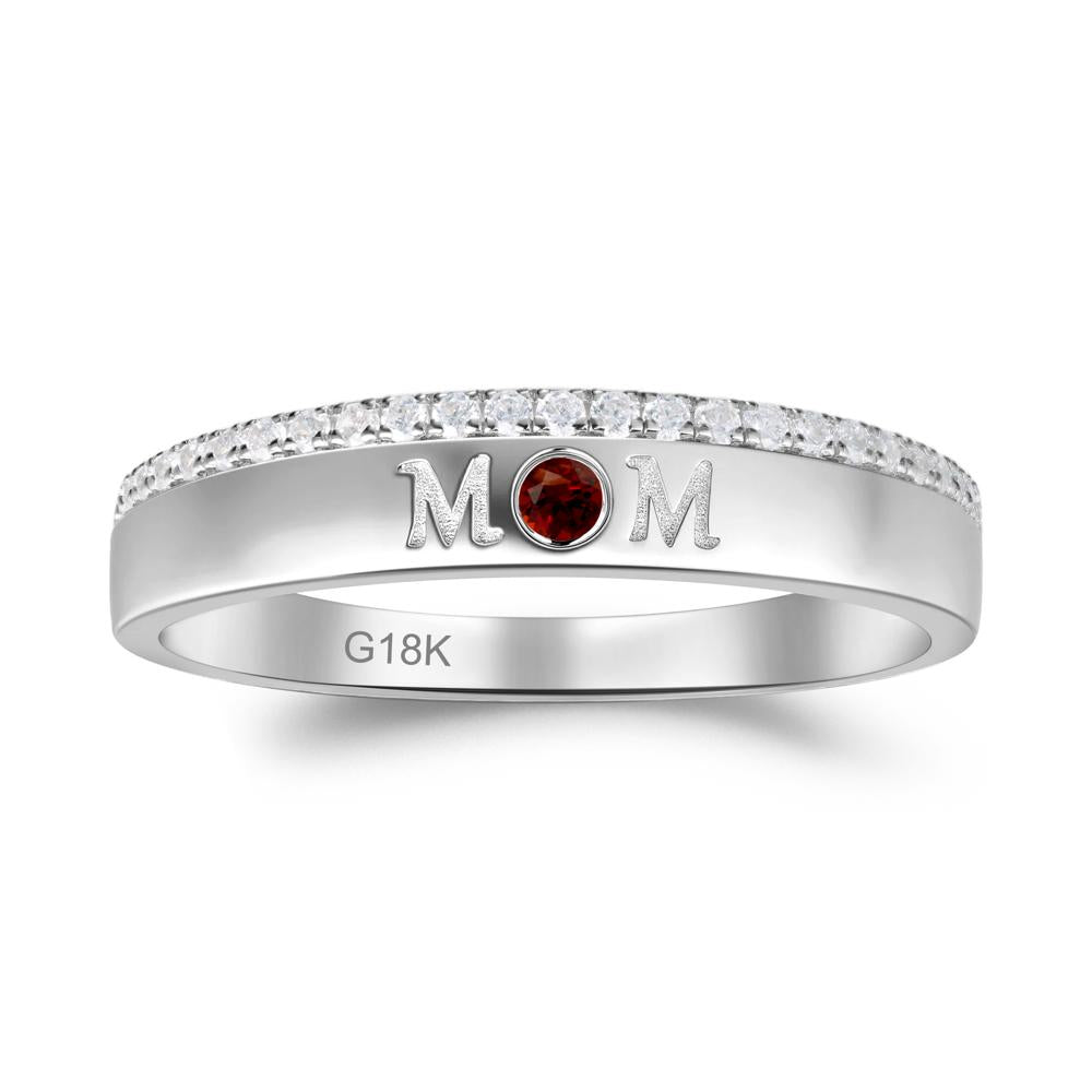 Round Garnet Eternity Mom Ring - LUO Jewelry #metal_18k white gold